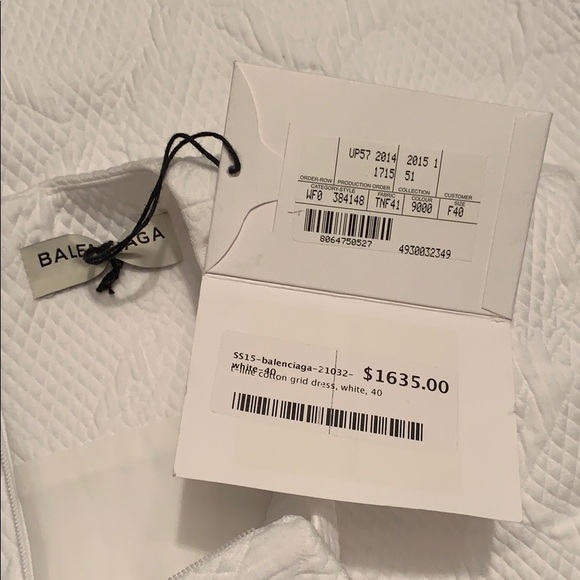 NWT BALENCIAGA White Quilted Shift Dress - Picture 6 of 15